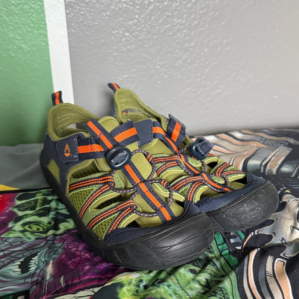 Kids Adventure Sandals - Olive and Navy